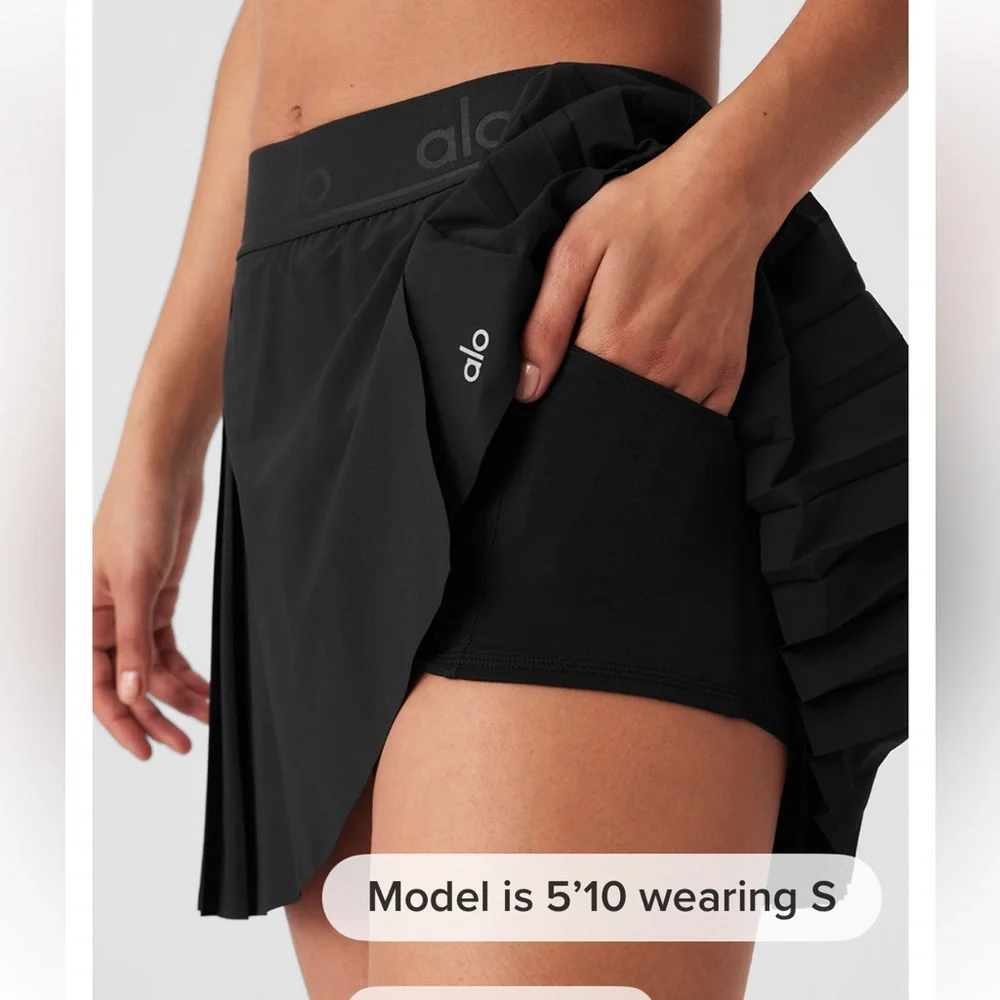 Alo aces black tennis skirt